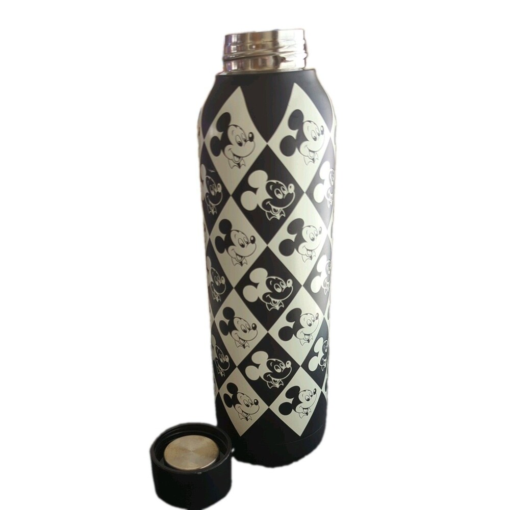 Disney Mickey Mouse 21 oz. Water Bottle with Black and White Diamond Pattern